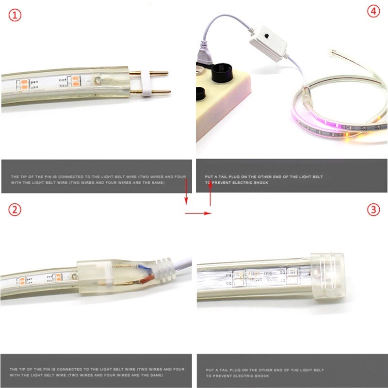 LED Strip Light w/ EU Plug 3-25 Meters 48 LEDs/M 220V LED Lamp RGB High ...