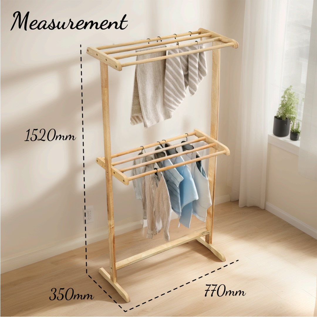 Solid Wooden Towel Rack/100% Kayu Getah/Rak Tuala Kayu Pepejal/Penyidai ...