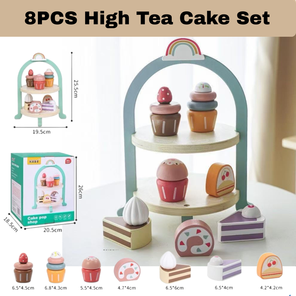 Ready Stock Wooden Pretend Play Set High Tea Set Toys Ice Cream Toys ...