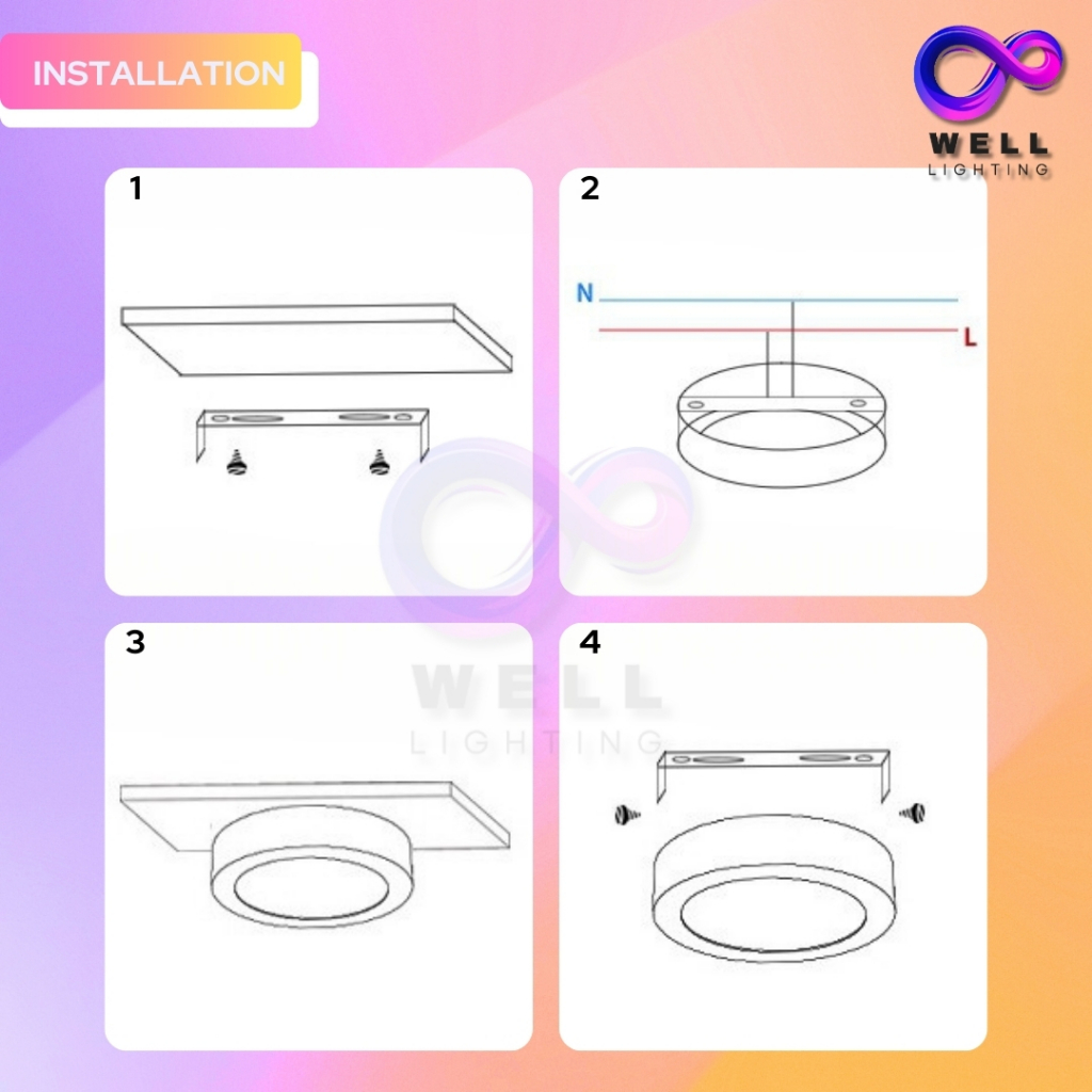 Lampu LED Ruang Tamu Siling LED Surface Downlight 18W 24W 36W Mounted ...