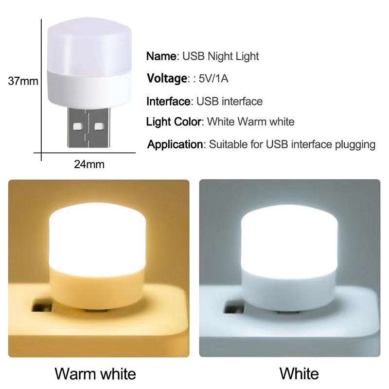 Mini USB Night Light /Eye Protection Reading Light / Portable Round ...