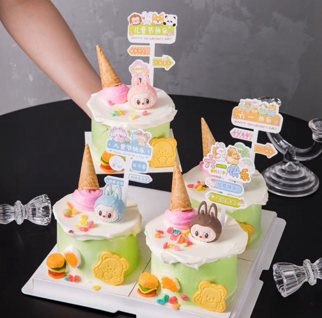 MISS BAKE Cartoon Labubu Cake Topper Labubu Birthday Cake Decoration ...