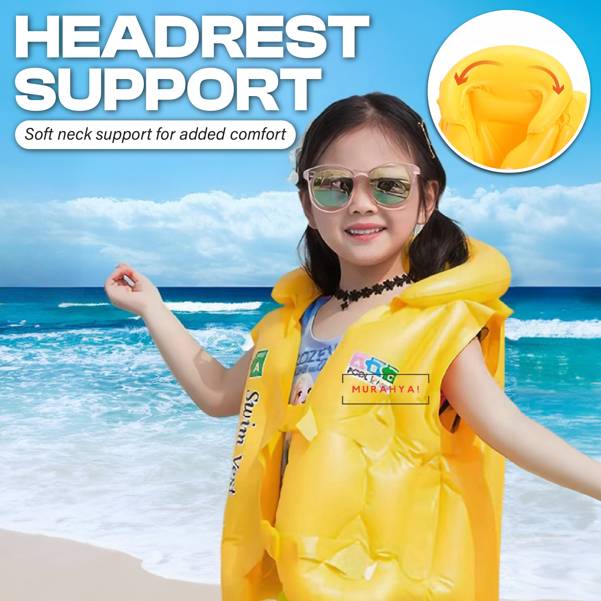 Kids Life Jacket Vest Swimming Inflatable Vest Swimsuit Floatable Swim ...