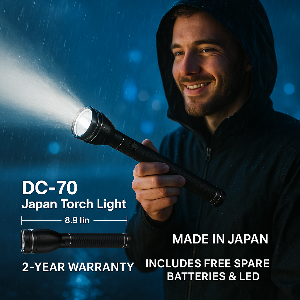 Japan Made DC70 LED Torch Light Rechargeable Long Range Flashlight ...