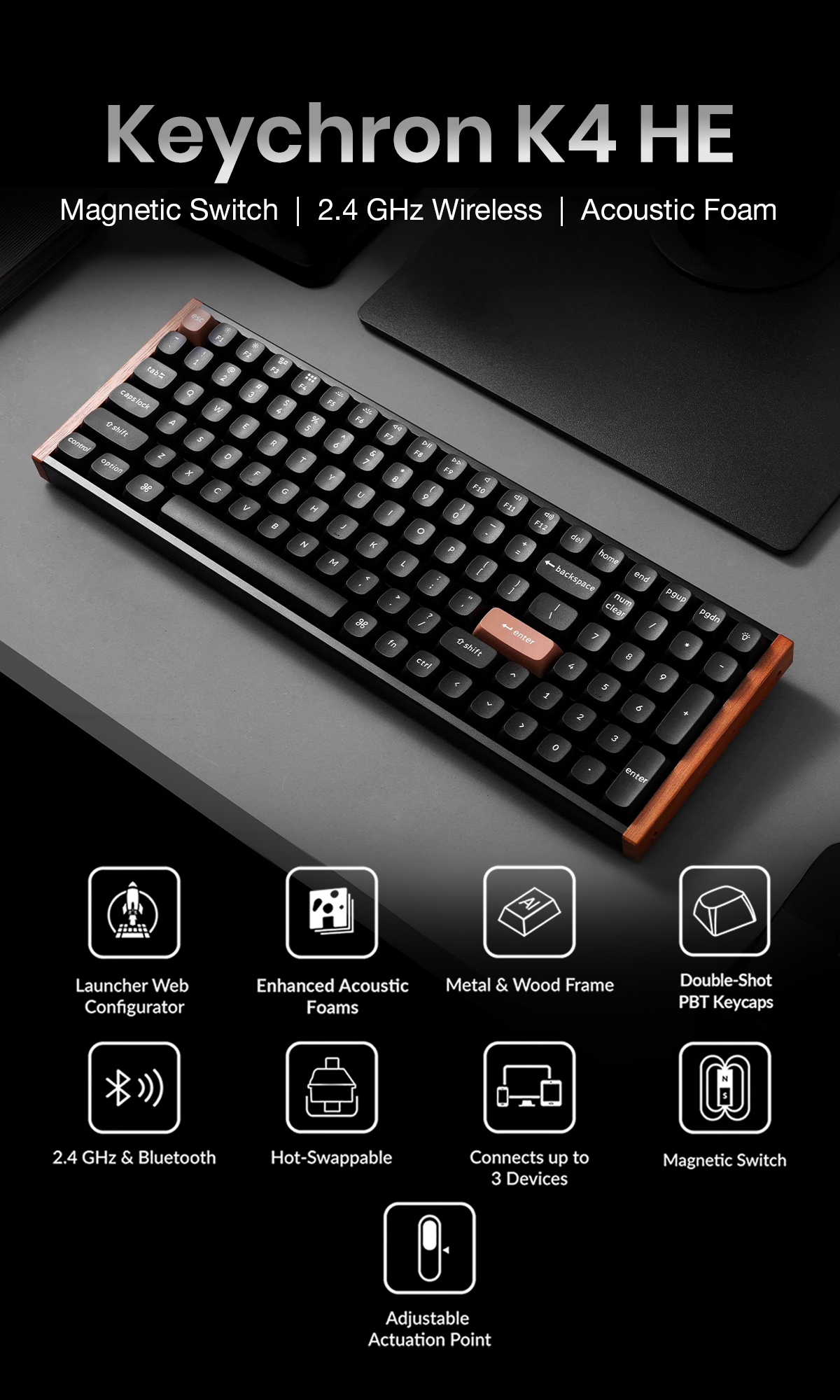 [Top] Keychron K4 HE Wireless Mechanical Keyboard | 96% Layout ...
