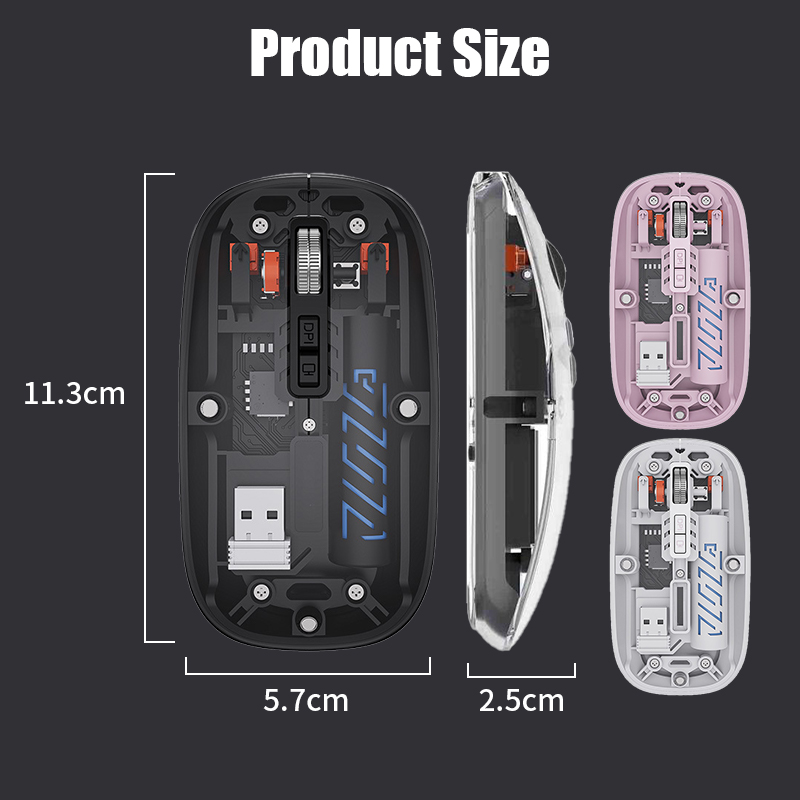 Transparent Mouse Wireless Receiver Bluetooth Mute Mouse Battery ...