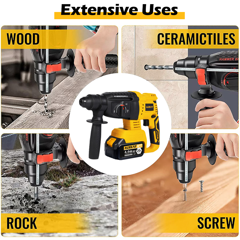 KEELAT KWHD001 Brushless Rotary Hammer Drill Cordless Impact Drill 3 ...