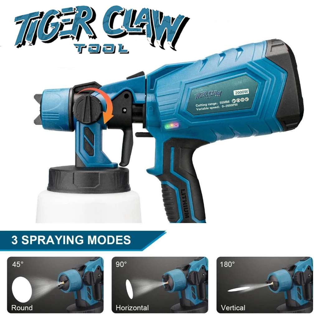Tiger Claw Tool 1000ML Cordless Electric Spray Guns with 3 Nozzle Flow ...
