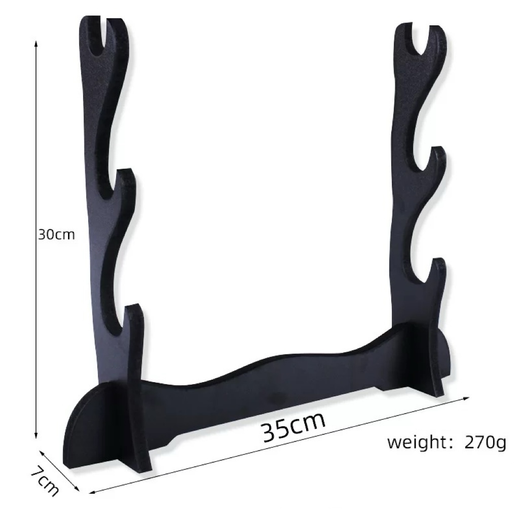 3-Tier Anime Katana Stand Kukuh Wooden Display Rack for Swords Knives ...