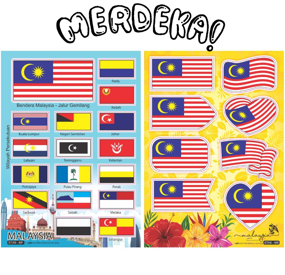 Merdeka Sticker Malaysia Flag State Flag Of Malaysia School Stationery ...