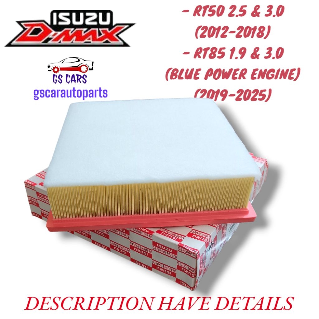 Isuzu dmax engine air filter D-Max rt85 1.9 3.0 blue power 19-23/RT50 2 ...