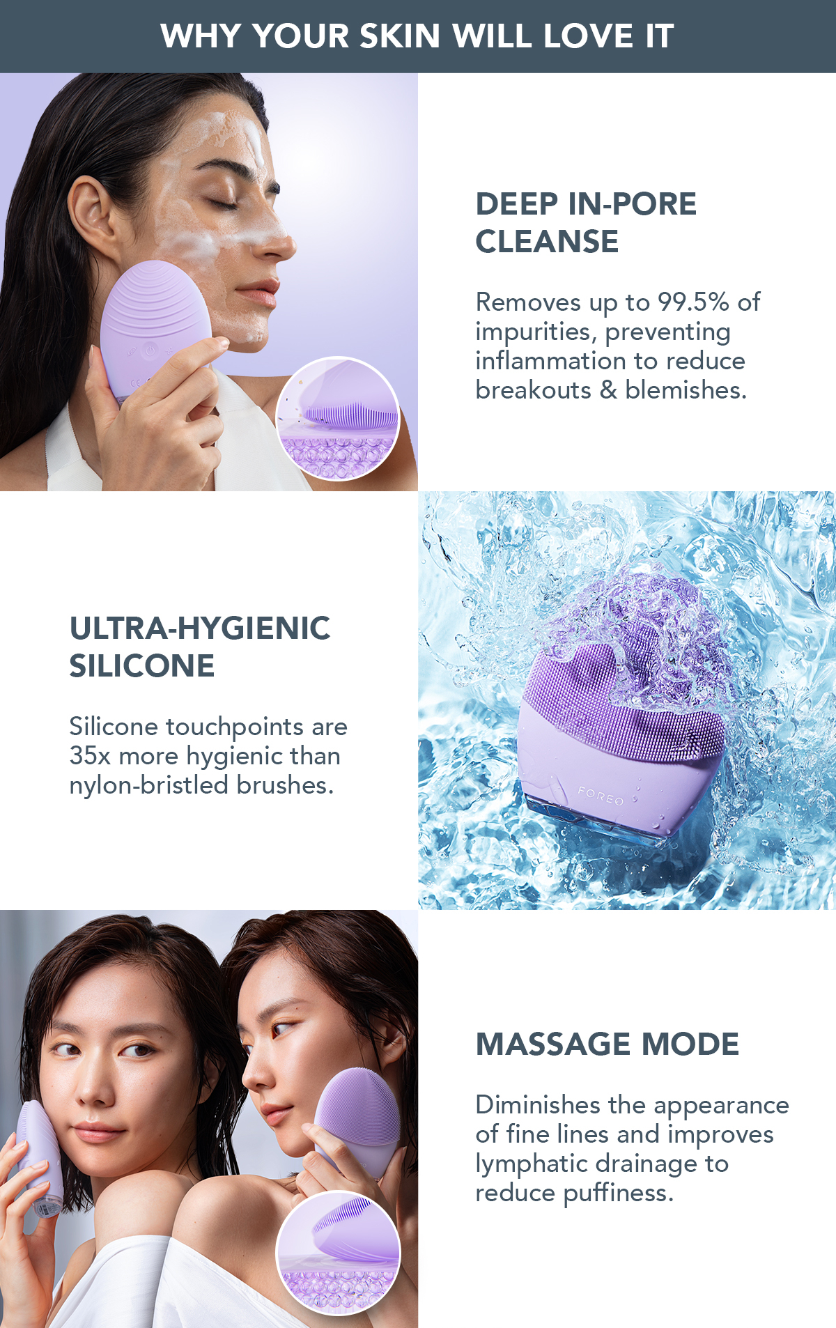 FOREO LUNA 4 Facial Cleansing Brush for Combination Skin - Clinically ...