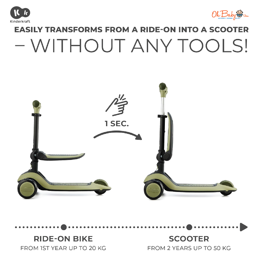 Kinderkraft Halley 2 in 1 Balance Bike and Scooter for Kids from 18m ...