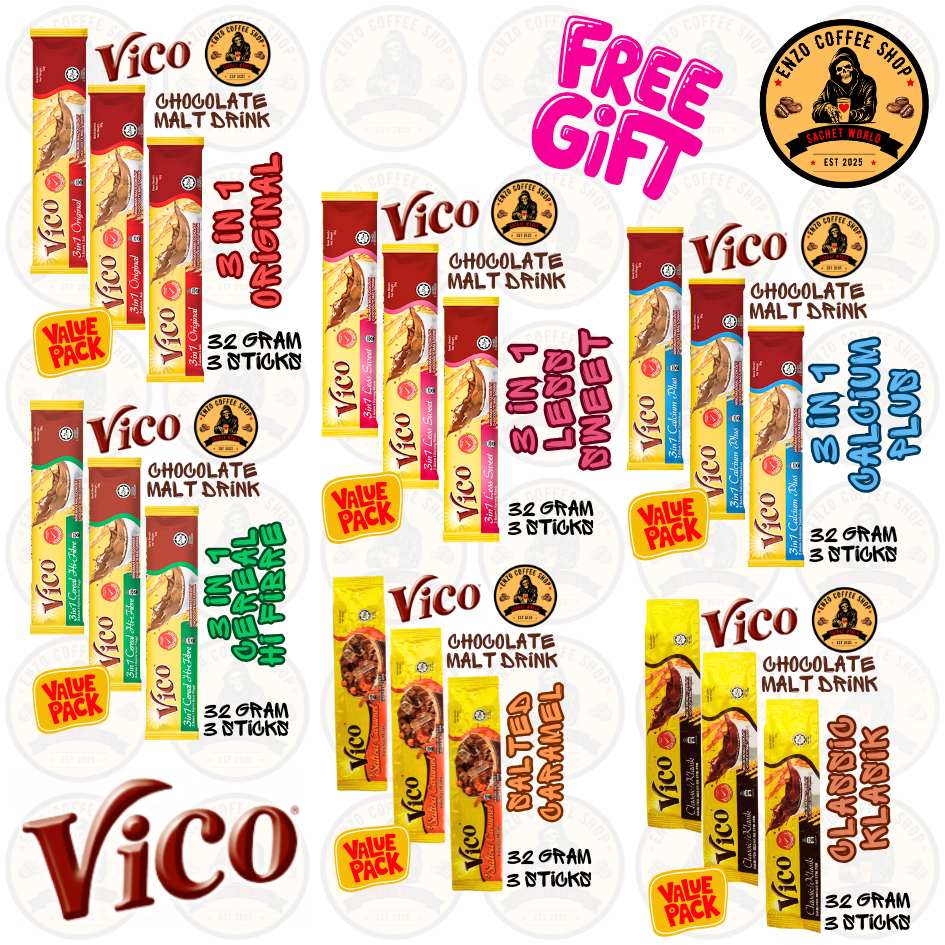 VICO 💞 3IN1 NUTRITIOUS CEREAL MALT CHOCOLATE DRINK PACK ORIGINAL LESS ...