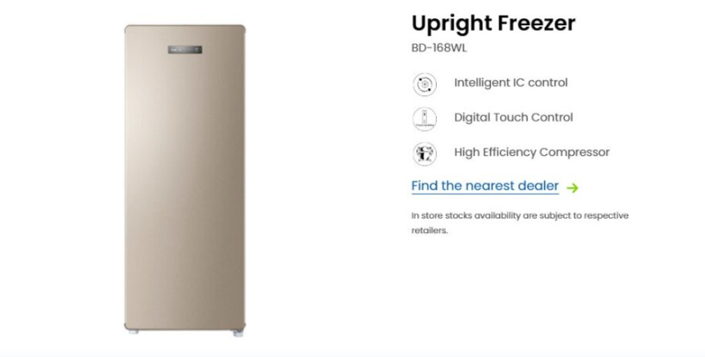 HAIER Digital Touch Control Upright Freezer (168L) BD-168WL / HUR-181NE ...