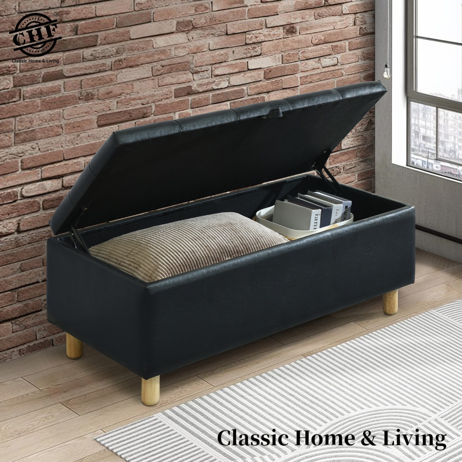 Picture of *NEW ARRIVAL* CHF LACOSE PU LEATHER Storage Bench Chair/Industrial ...