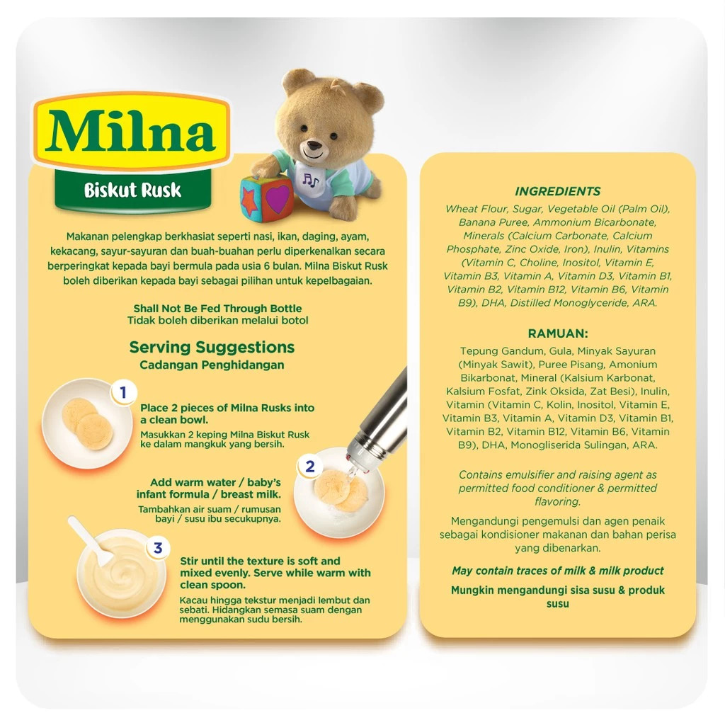 Milna Rusk Baby Biscuit 6m+ 130g & 260g | Shopee Malaysia