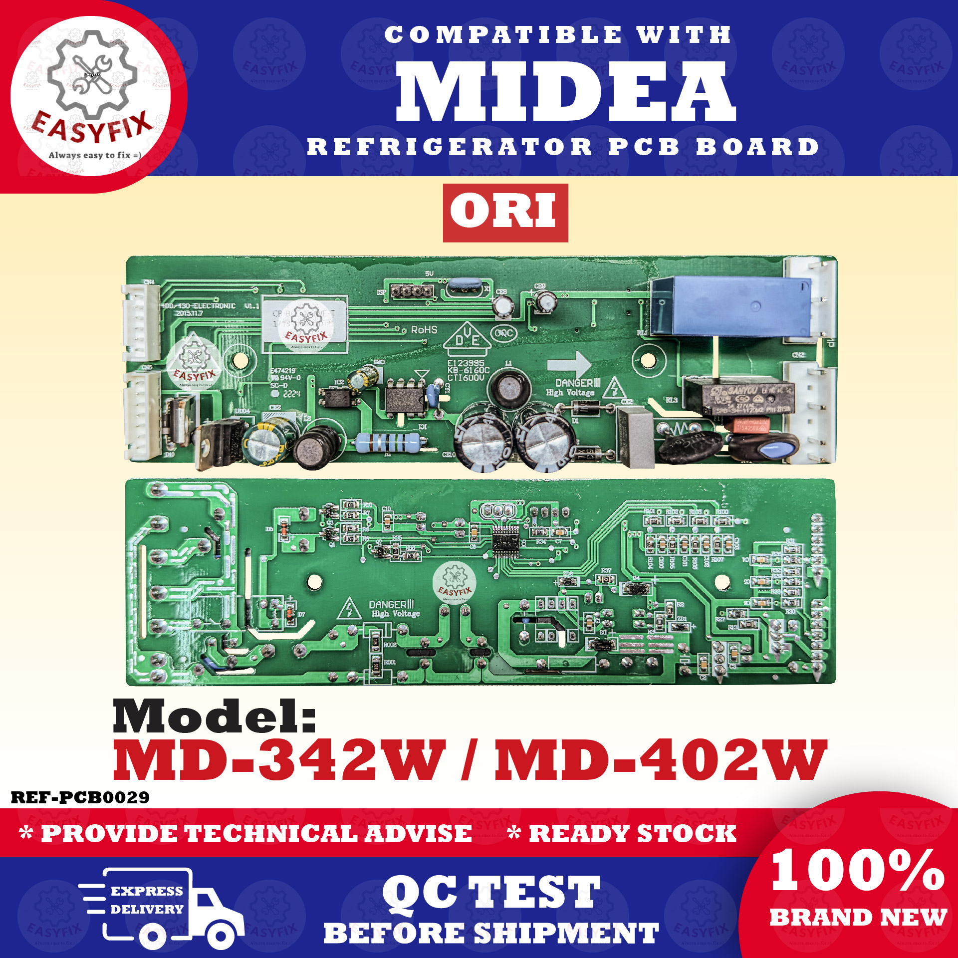 MD-342W / MD-402W COMPATIBLE WITH MIDEA REFRIGERATOR PCB BOARD MD-342 ...
