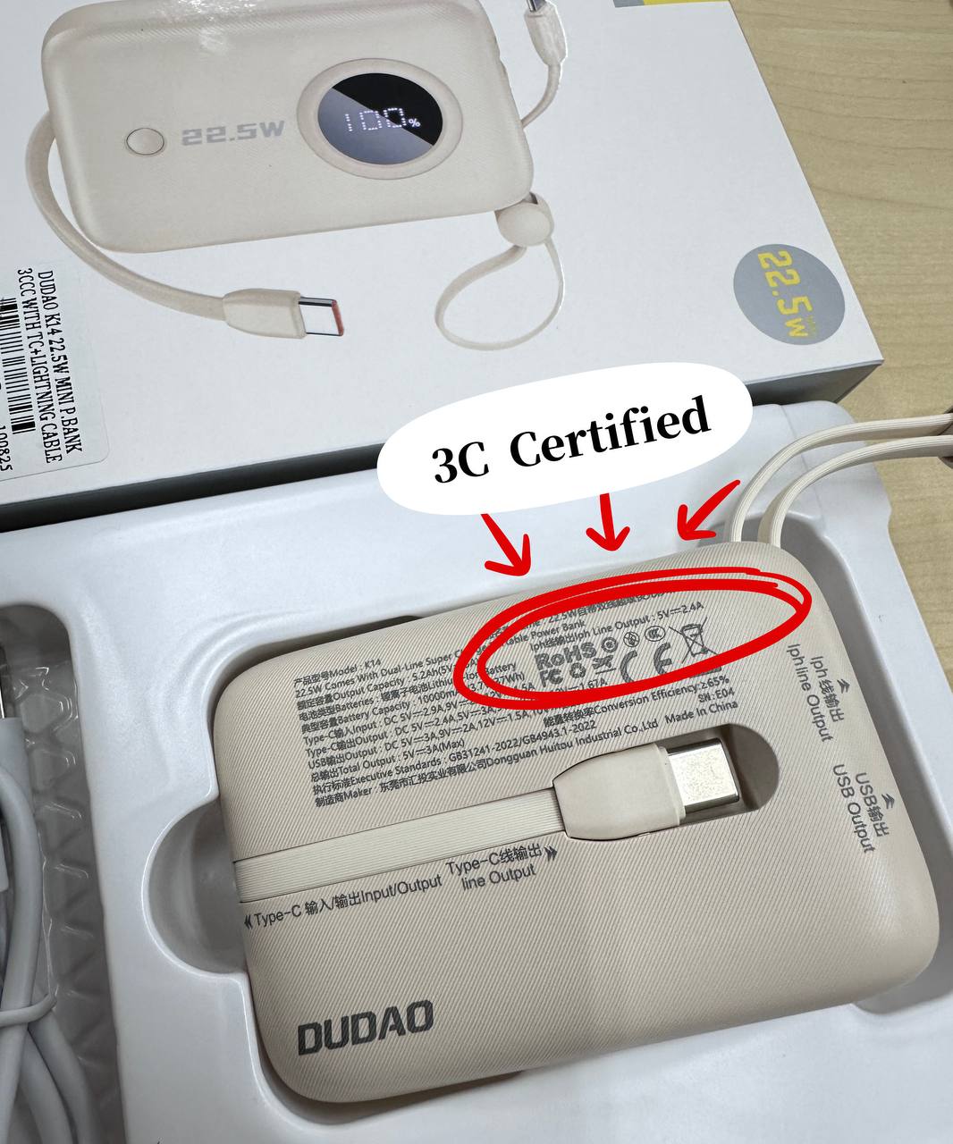 CCC DUDAO K14 MiniNova Power Bank 10000mAh | Built-in Cable Type-C & iPhone | 22.5W Fast Charging | 3C Certified | Shopee Malaysia