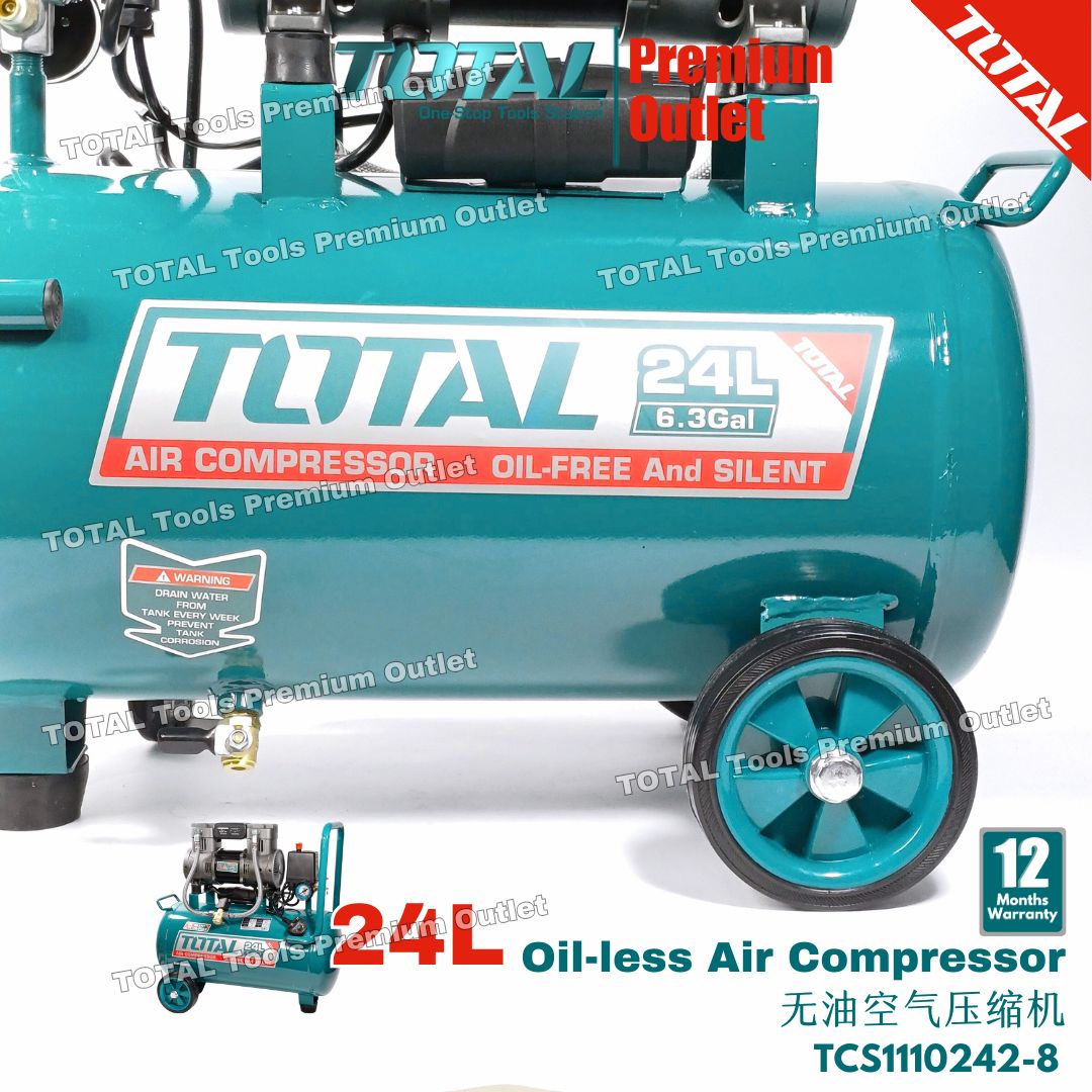TOTAL Tools 24L Oil-free pump Air compressor 1100W(1.5HP) Compact ...