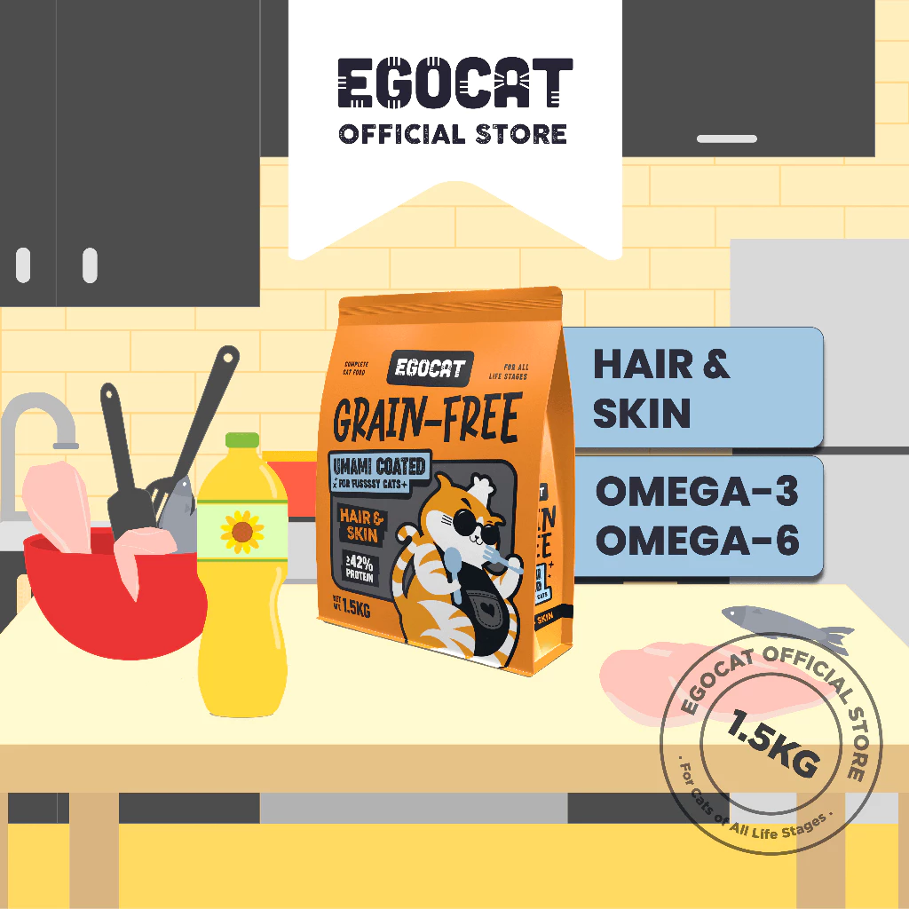 PAWERFUL [EGOCAT GRAIN-FREE 1.5kg / 7kg] Egocat Umami Cat Dry Food ...