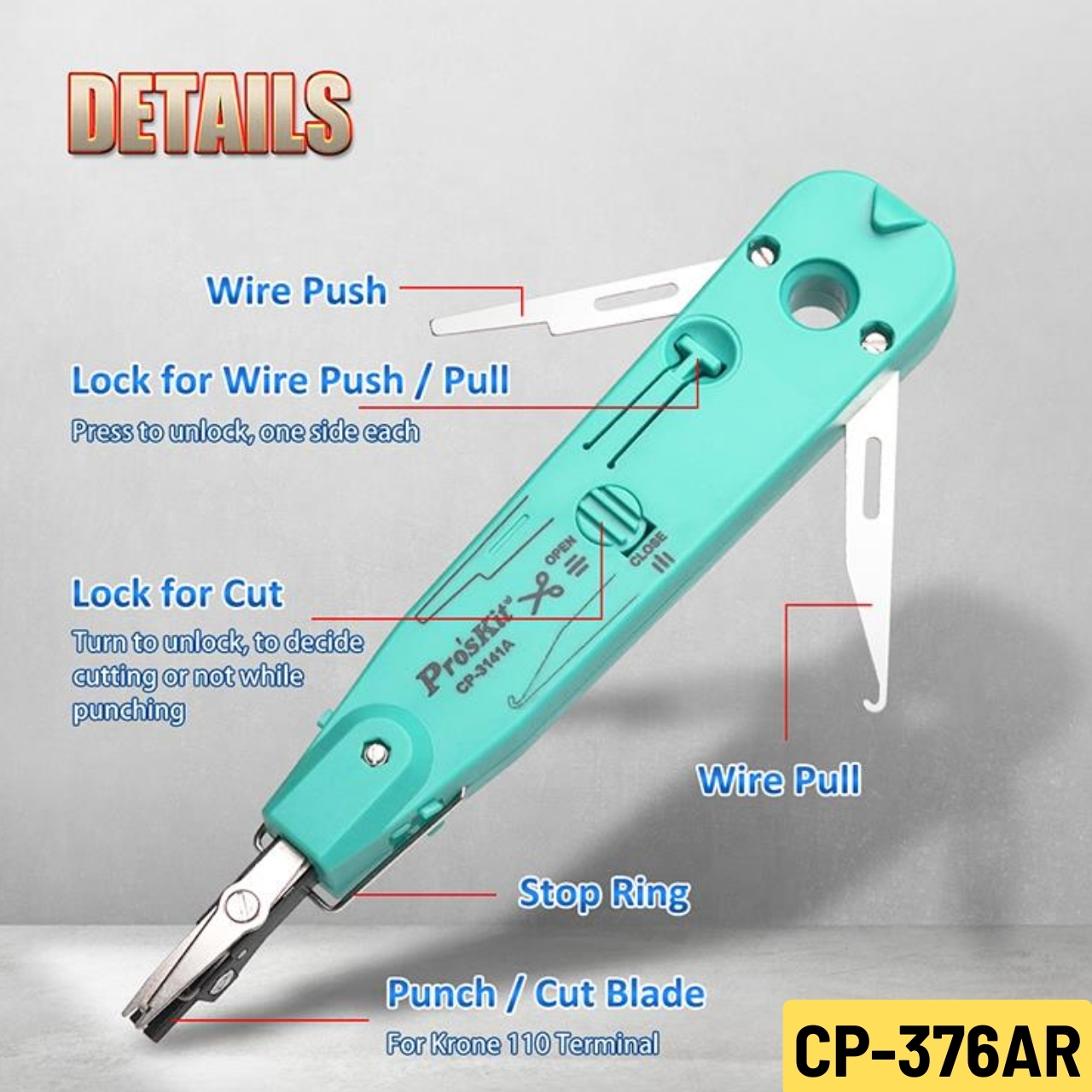 Pro’sKit Punch Down Tool CP-3141A CP-3145B CP-3152 Network Cable Wire ...