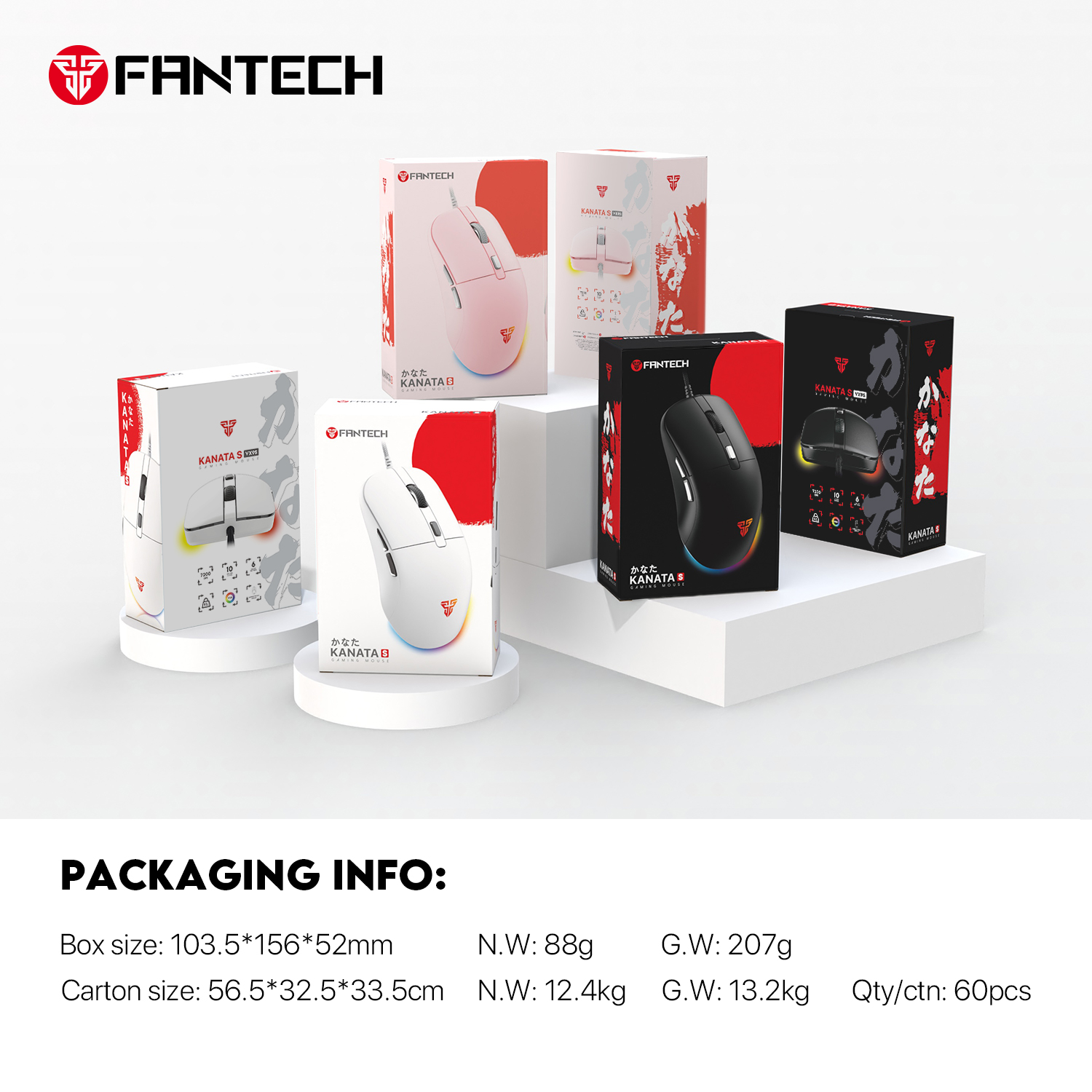 Fantech Kanata S VX9s Wired Gaming Mouse Ambidextrous Design 7200 DPI 6 ...