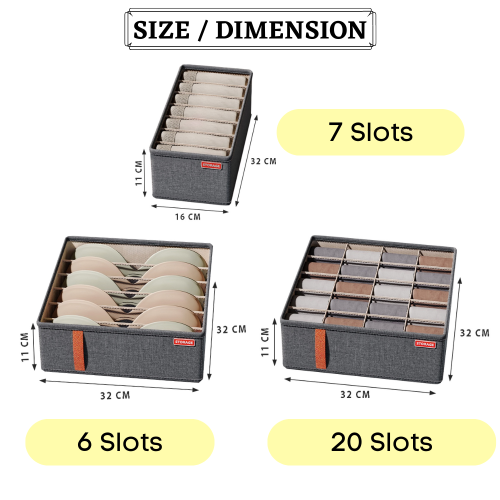 6/7/20 Slots Storage Box Wardrobe Organizer Box Stackable Foldable