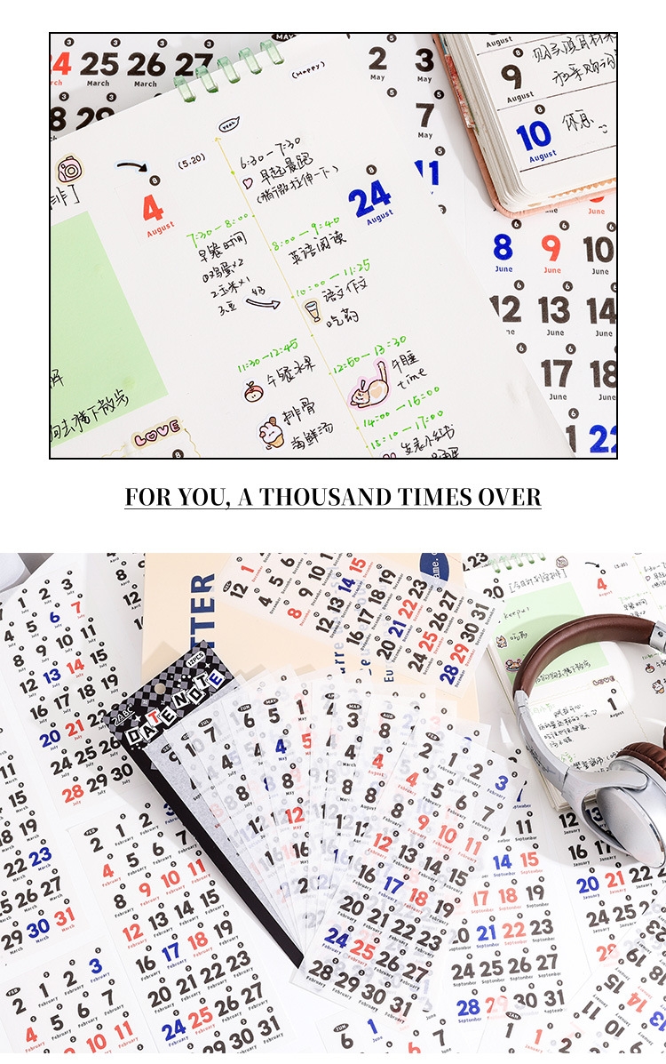 (Washi) Date Note Perpetual Calendar Month Daily Deco Stickers DIY ...