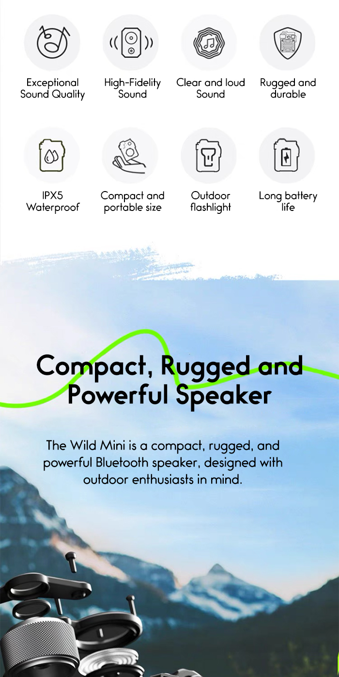 MUZEN WILD MINI Rugged Outdoor Portable Bluetooth Speaker Waterproof ...