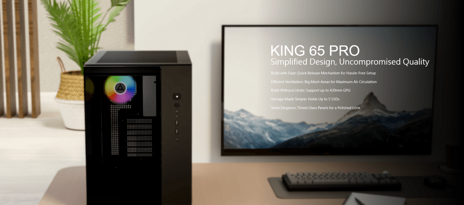 Montech KING 65 PRO ATX MidTower Dual Chamber Tempered Glass Desktop PC ...