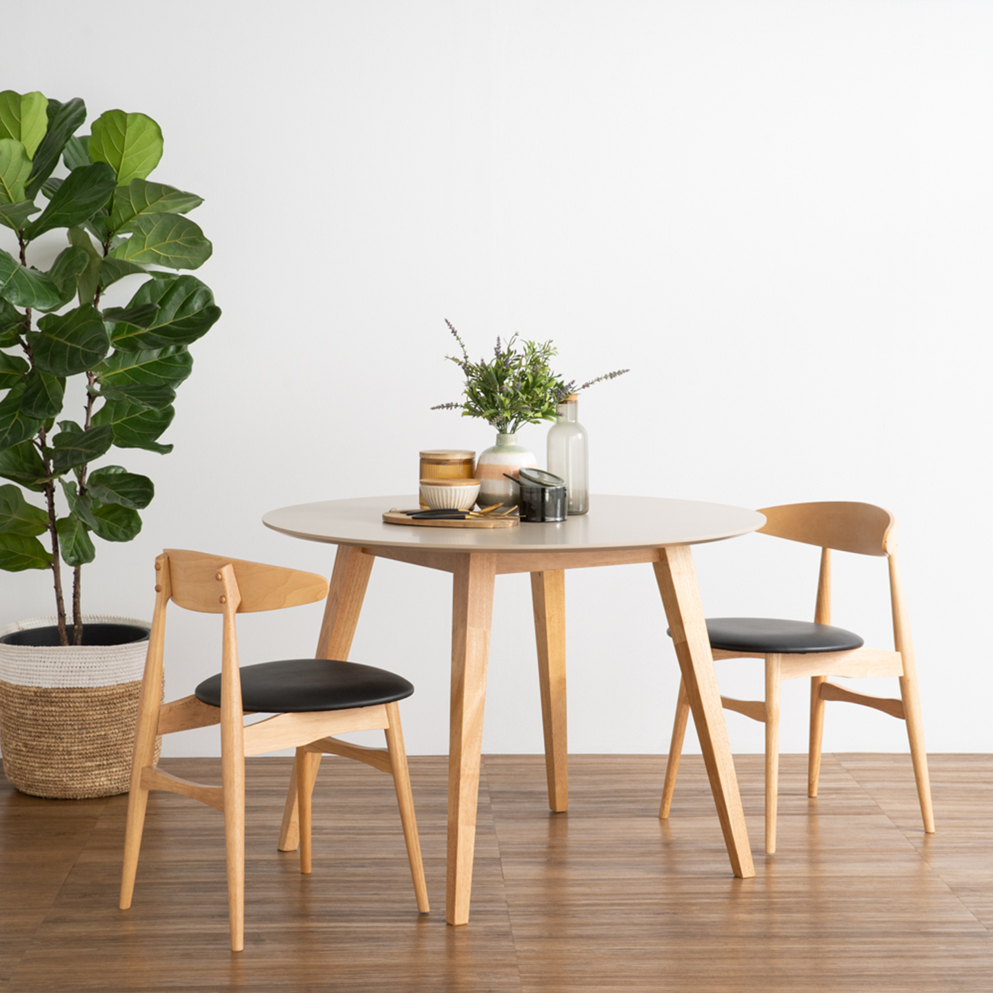 HOMATRIX Wooden Round Dining Table Set Scandinavian Coffee Table Meja ...