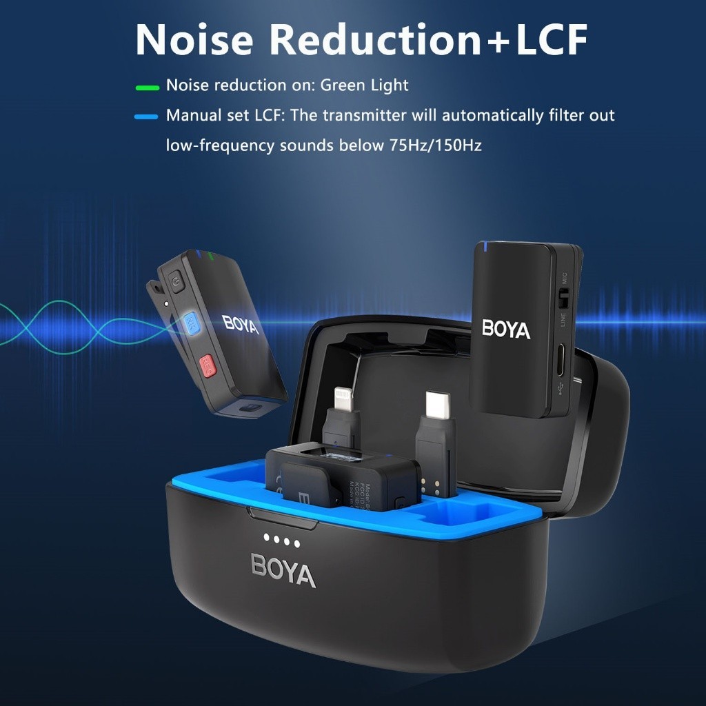 BOYA BOYAMIC All-in-One Wireless Mic with On-Board REC Support 3-Device ...