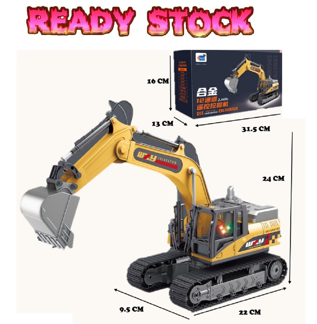 Remote Control Die Cast Metal Alloy Excavator Model Truck Toy Play For ...