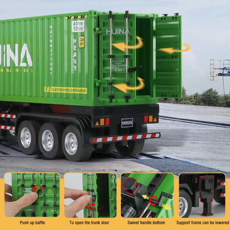 (NEW25) Huina 1317 RC Container Trailer Truck 2.4G RTR 9CH Remote ...