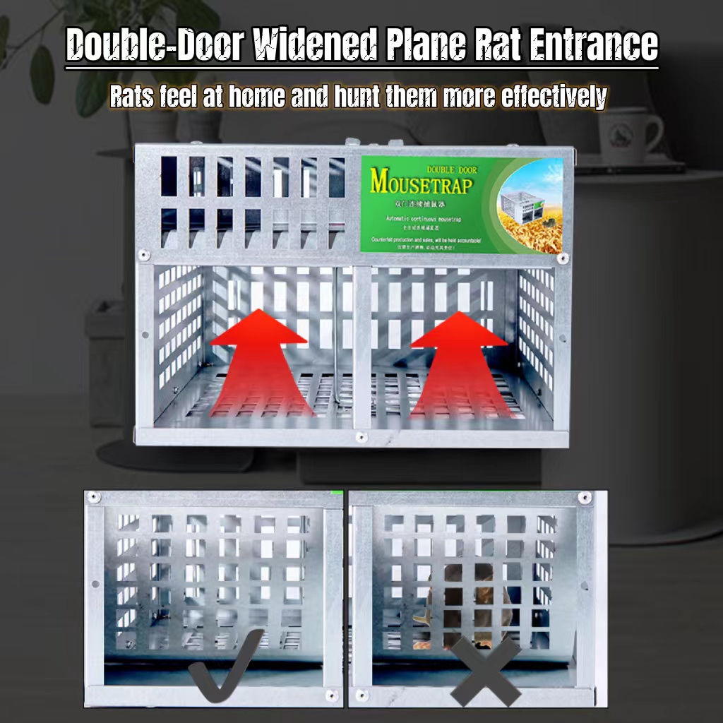 🔥FREE BAIT🔥BESAR Perangkap Tikus Besi Double Door Mouse Trap Reusable ...