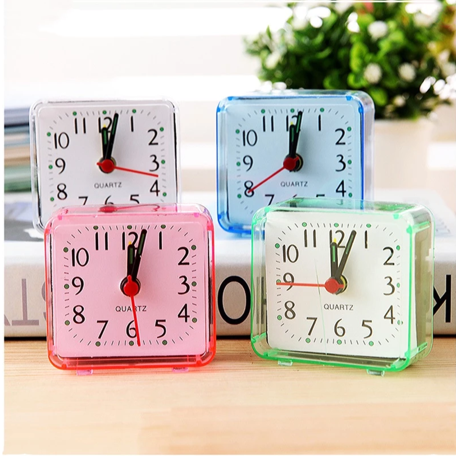 Alarm Clock Square Portable Plastic Table Clock Battery Operated Bed ...