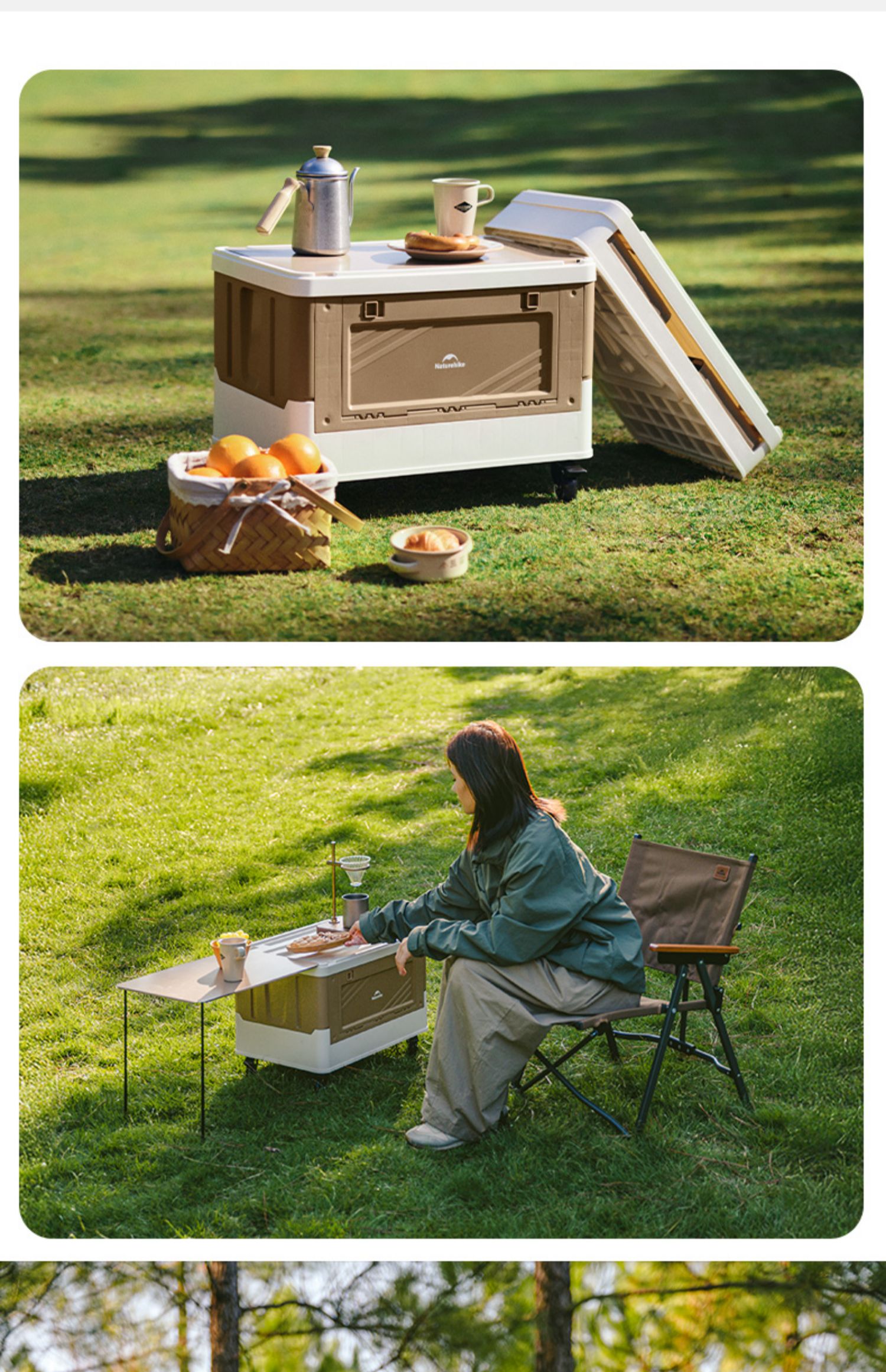 Naturehike 42L Storage Box with Telescopic Pull Handle Table Top Wheel ...