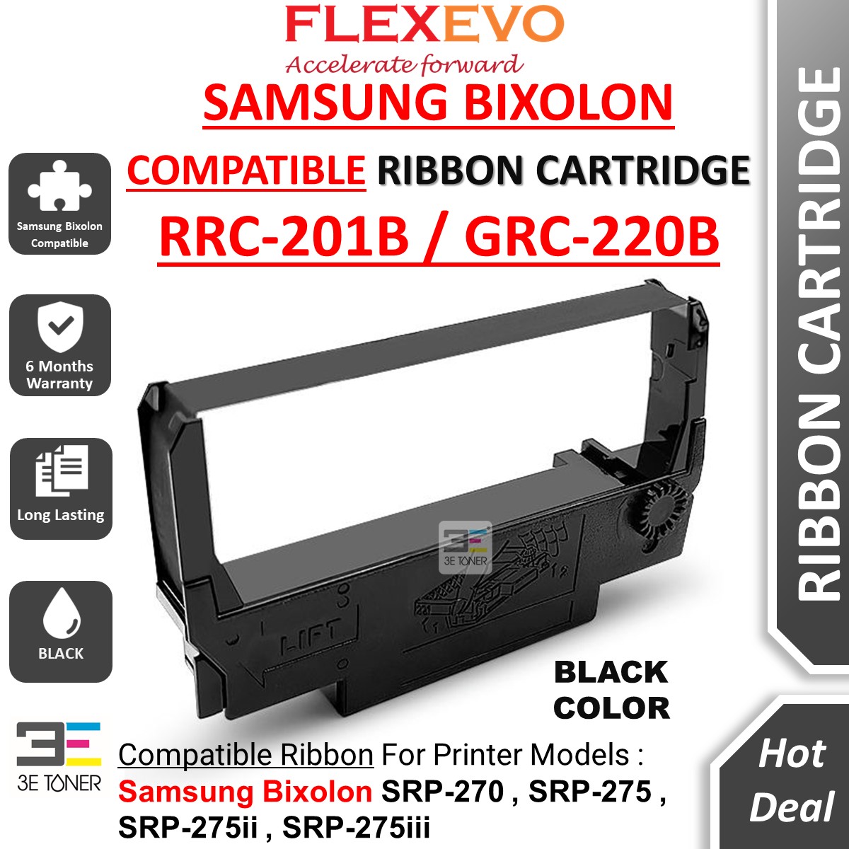 Samsung Bixolon RRC-201B RRC201B GRC-220B Black Ribbon Cartridge ...