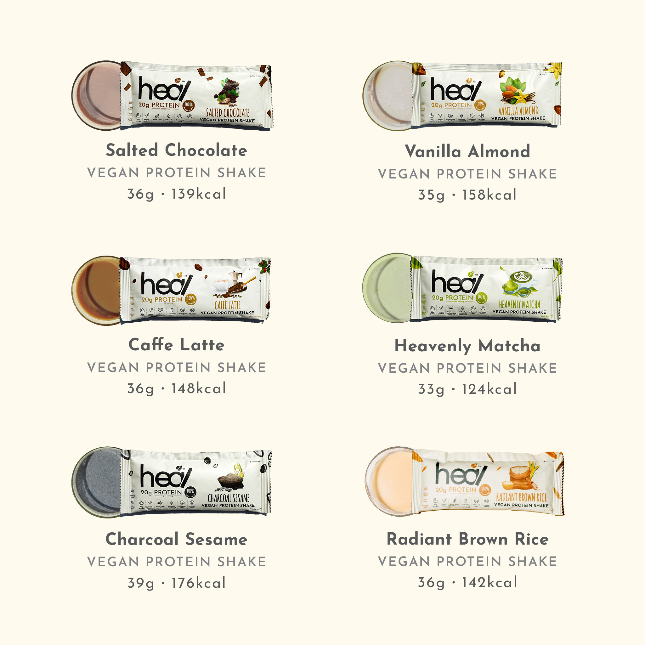 HEAL PROTEIN SHAKE SACHET Powder Pack Whey Protein/Pea Protein/Plant ...