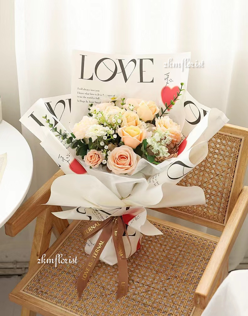 (10PCS) RED HEART Flower Wrapping Paper Bouquet Gift Florist Wrap ...