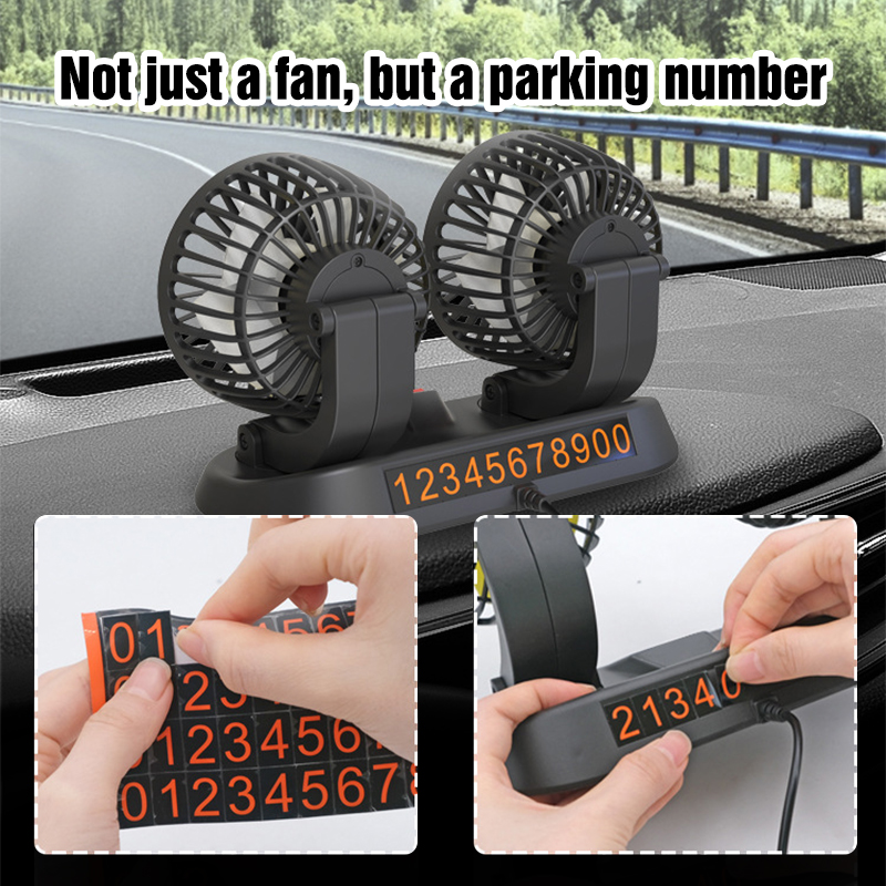 🔥Car Fan Mounted Dual Head Fan Powerful Fan Supercharged Cooler 360 ...