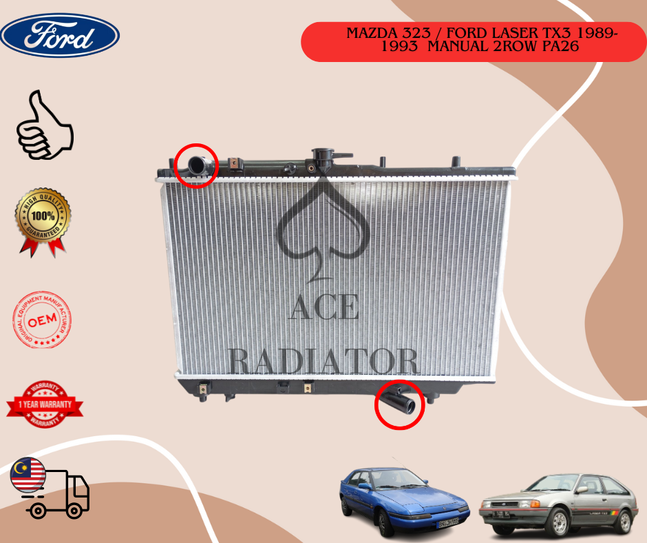MAZDA 323 / FORD LASER TX3 1989-1993 OEM RADIATOR ASSY MANUAL 2ROW PA26 ...