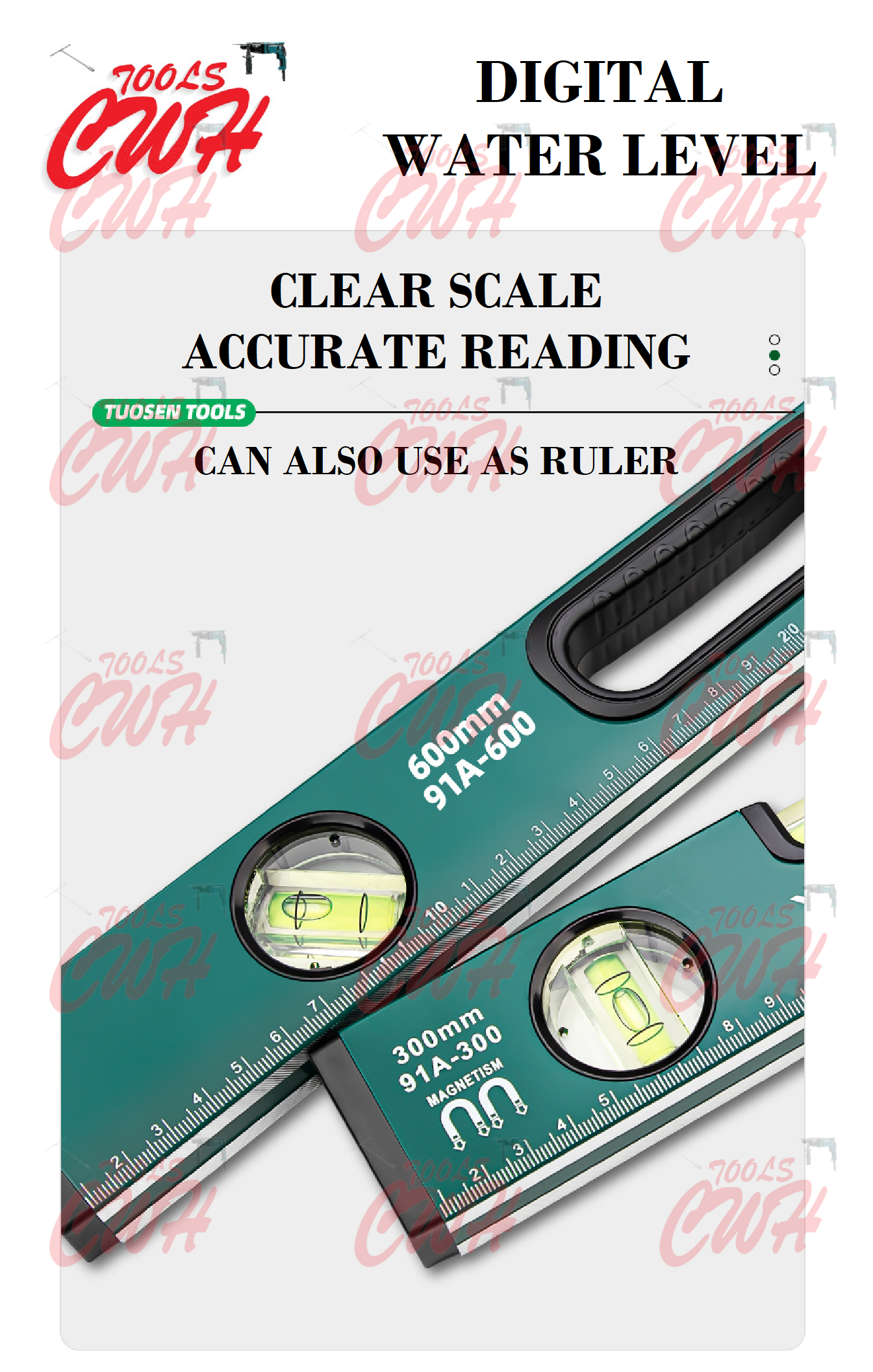 DIGITAL WATER LEVEL RULER BALANCE MEASURER LEVELLING MEASURING CWH ...
