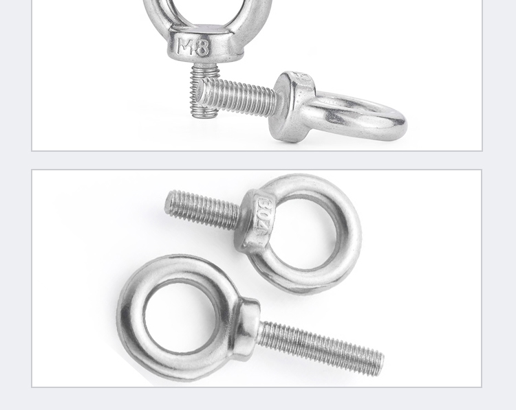 Eye Bolts, 5 Pieces Stainless Steel Lifting Eye Bolts Hardware Nut, M8 Ring Shape Eyebolts Male Thread Screw(M8x15mm - View #6