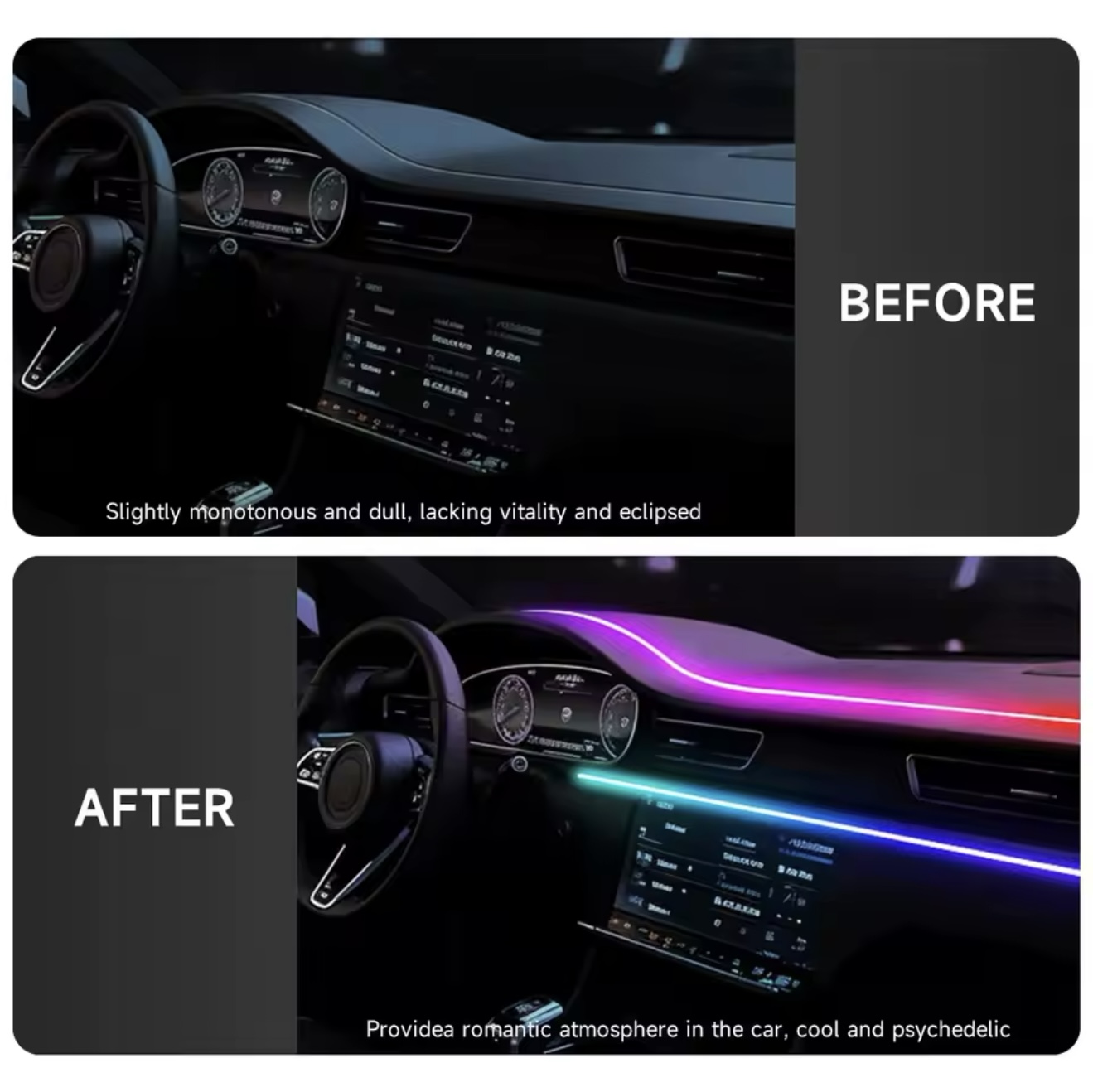 Universal Car Ambient Lights LED Interior RGB Symphony Atmosphere Lamp ...