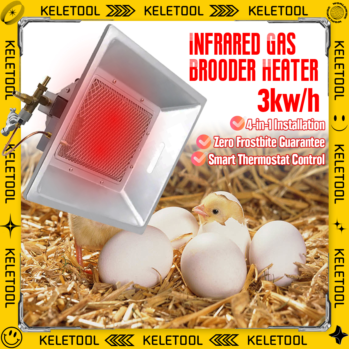 6kw/h Poultry Infrared Gas Brooder Heater Swine For Chicken Duck Pig ...