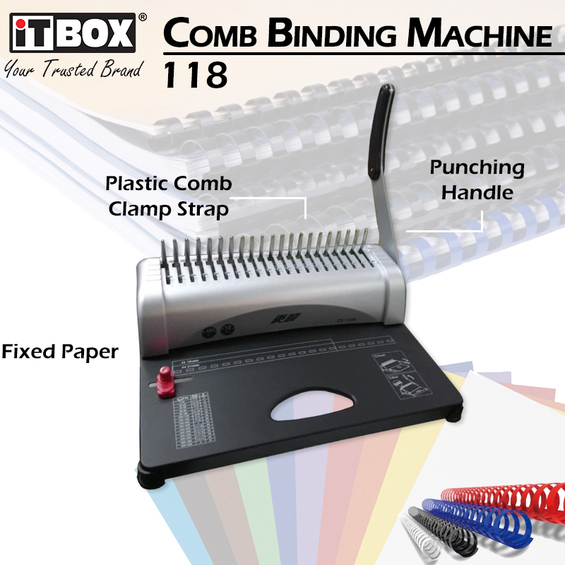 iTBOX Comb Binding Machine 118 | Heavy Duty Comb Binder | A4 Paper ...