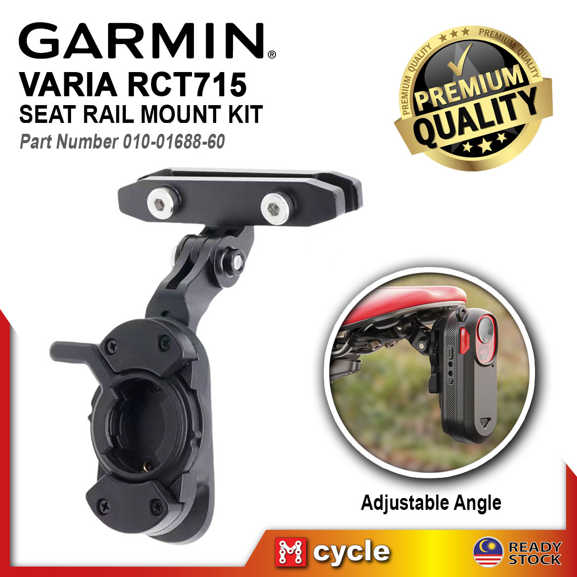 GARMIN RCT 715 Varia Rear Light Camera Cycling Light Saddle Seat Mount ...