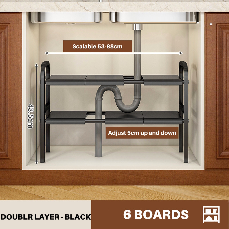 UPGRADED VERSION 1L & 2L Extendable Stainless Steel Under Sink Rack ...